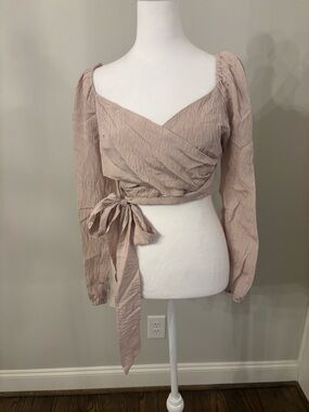 Forever 21 Dusty Rose Wrap Crop Blouse